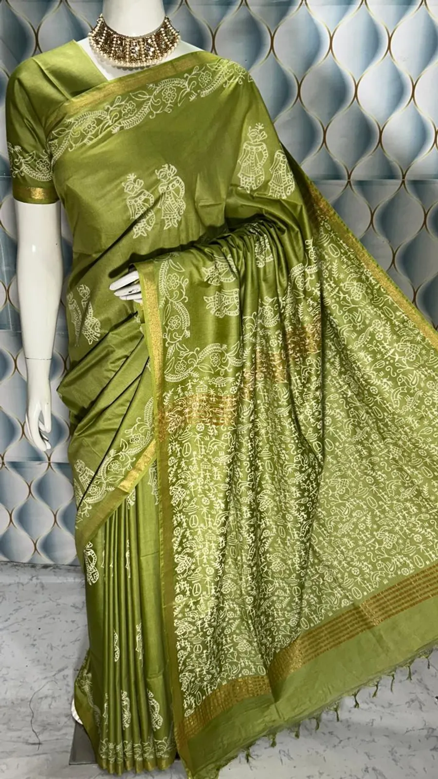 Hand Block Printed Pure Katan Silk Saree – Timeless Artistry in Every Thread